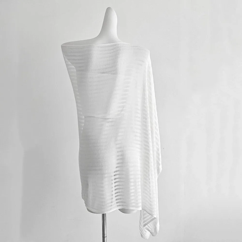 Pullovers Stripe Patchwork Crochet Hollow Top Loose Thin Bohemian Shawl Transparent Irregular Sunscreen Cover Up Vacation