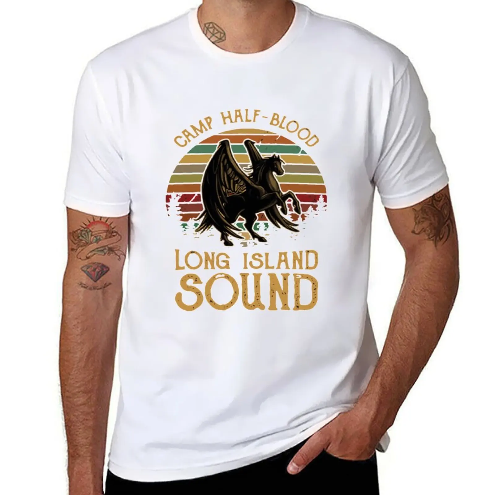 

Vintage Percy Jackson Camp Half Blood Long Island Sound Sunset T-Shirt t shirt custom print funny t shirts man T-Shirt