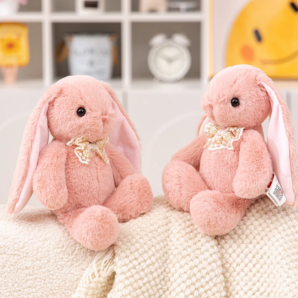 

28cm Cute Long Ear Rabbit Plush Toys Pink Soft Comfortable Easter Bunny Dolls Suitable for Room Decor Girl Birthday Gifts