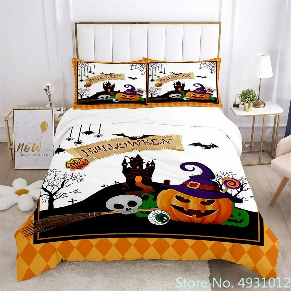 

Cozy Bedding Set with Pumpkin Ghost Halloween 3D Print Duvet Cover for Child Kids Teens Adult Home Textile Quilt Cover