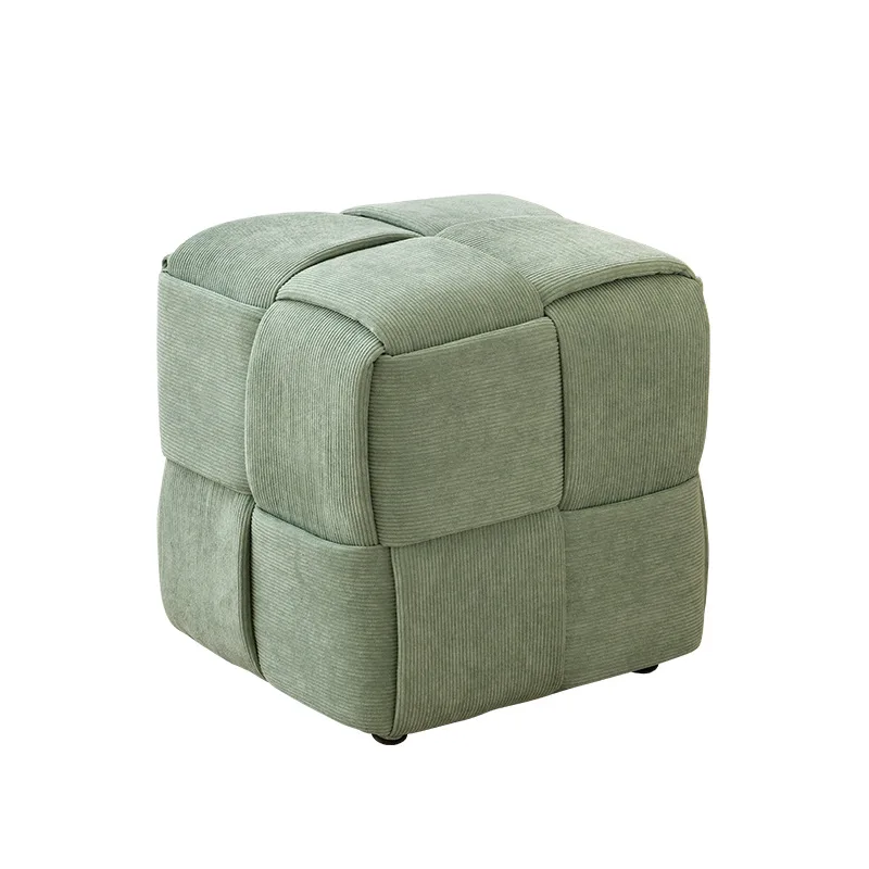Modern simple Internet celebrity small sto ol home fabric stool corduroy twist stoo l cream wind beige st ool