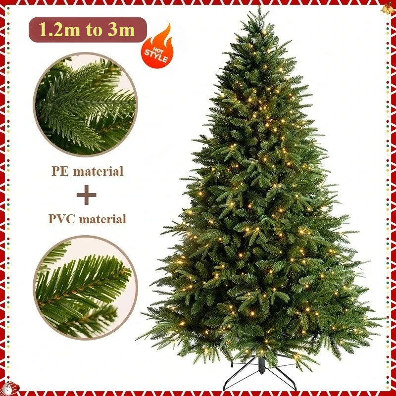 

Artificial Christmas Tree PE+PVC with LED Lights High-grade Encrypted Christmas Tree 1.2m to 3m Christmas New Year Decorations