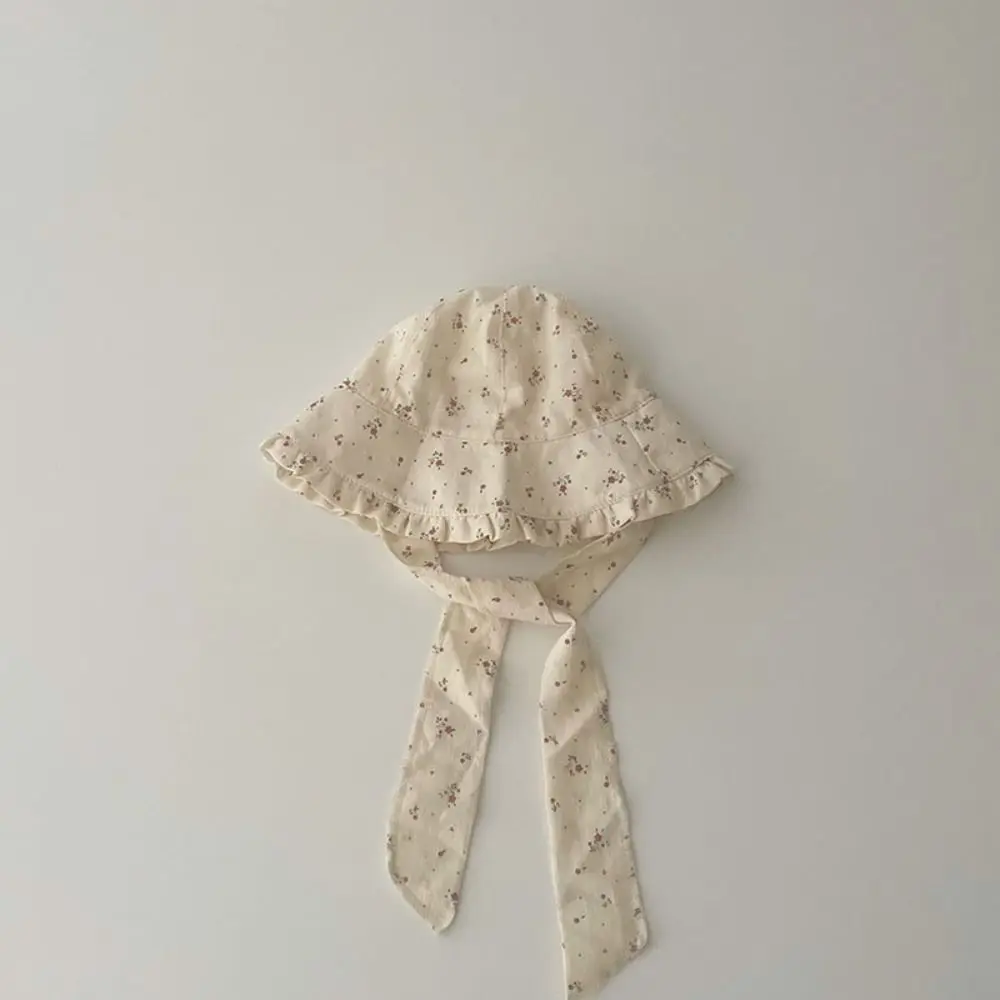 หมวกเด็กสไตล์เกาหลีน่ารัก หมวกเด็กทรงบักเก็ต ระบายอากาศได้ดี ลายดอกไม้เล็กๆ หมวกชาวประมงสำหรับเด็ก หมวกชายหาด