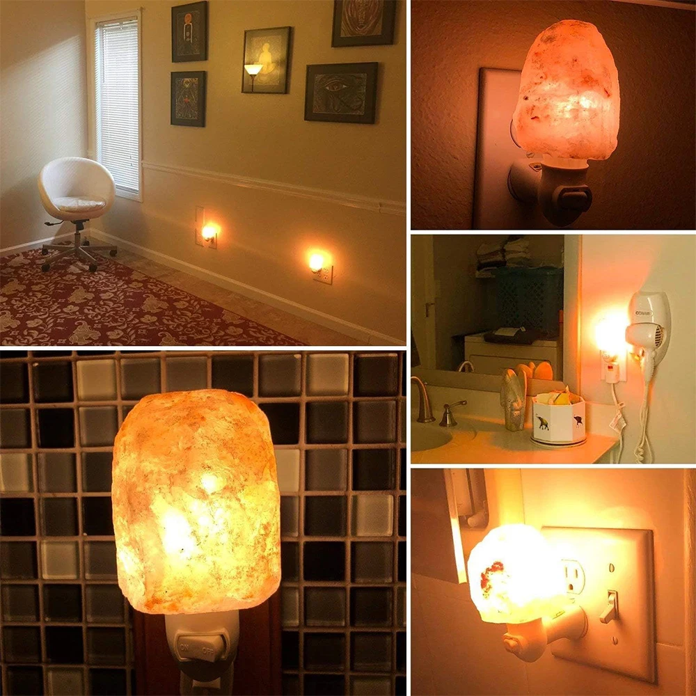 Lámpara de sal de luz cálida del Himalaya Mood Light Crystal Rock mesita de noche LED lámpara de noche purifica el aire para dormitorio sala de estar decoración del hogar