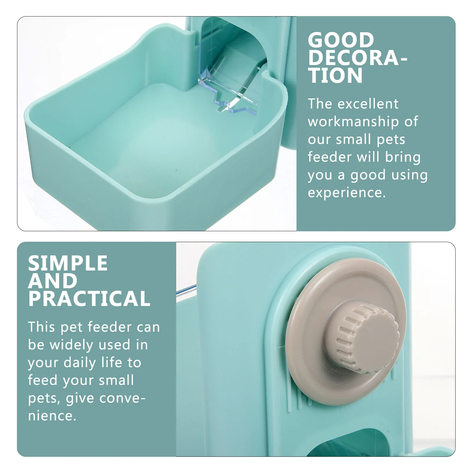 

Automatic Pet Feeder for Rabbit Dog Cat Small Animals Square Blue Refillable Durable PP Easy Clean Hanging Cage Food Container