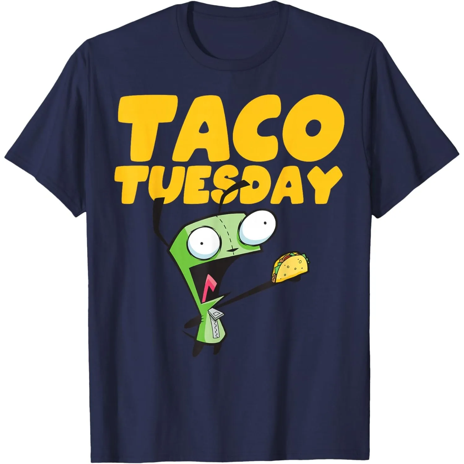 Invader Zim Gir Taco Tuesday Graphic Cotton Crewneck T-Shirt for Men