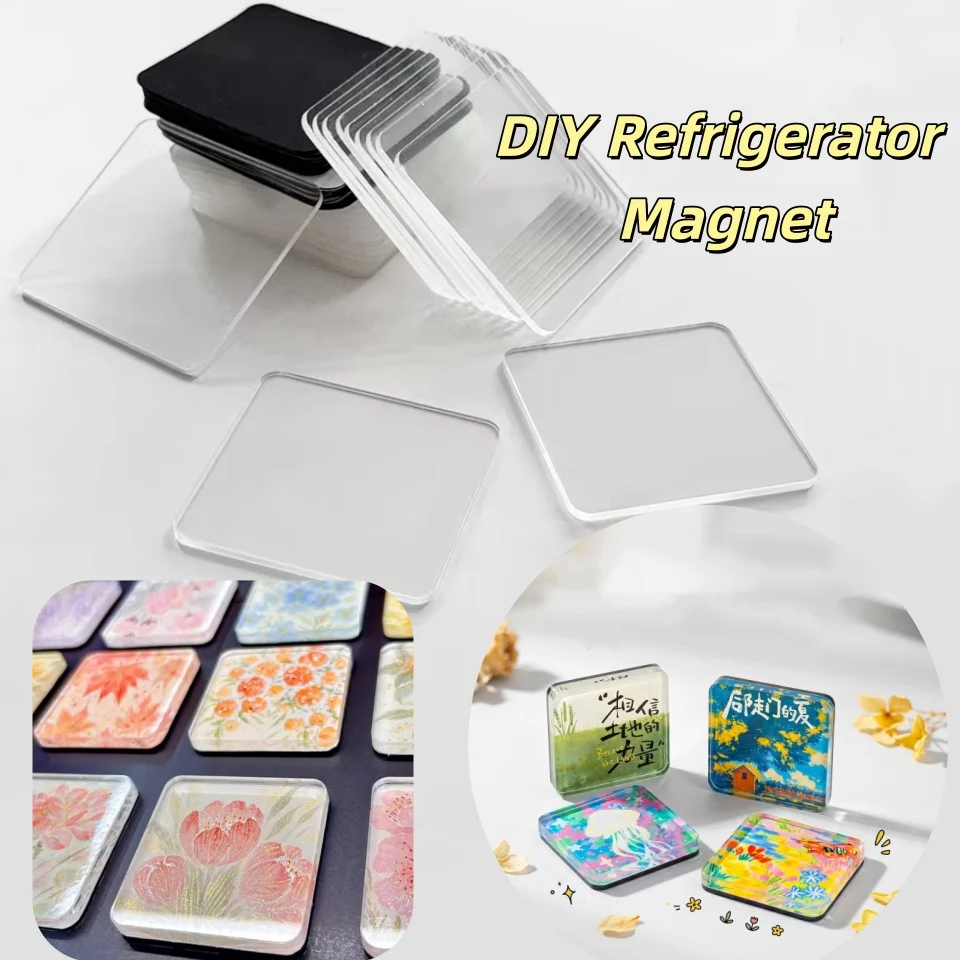 Fridge Magnets Material Kit Creative DIY Handmade Novelty Acrylic Magnetic Stickers Not Photo Included Souvenir Home Decor Gifts