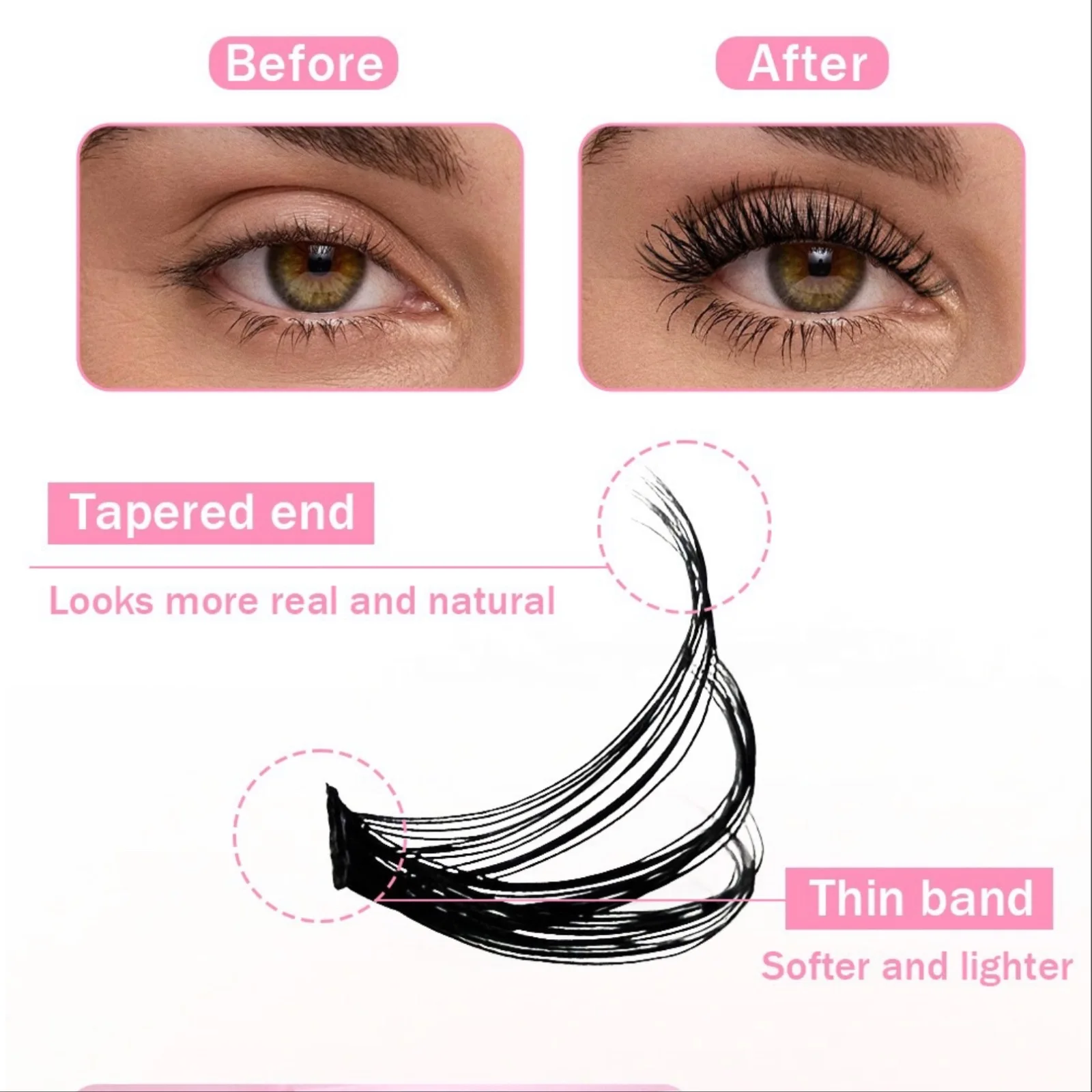 Dicke & Flauschige DIY Cluster-Wimpern 30D/100D Gemischte Dichte Gemischte Länge Einzelne Wimpernverlängerung – Detail 9