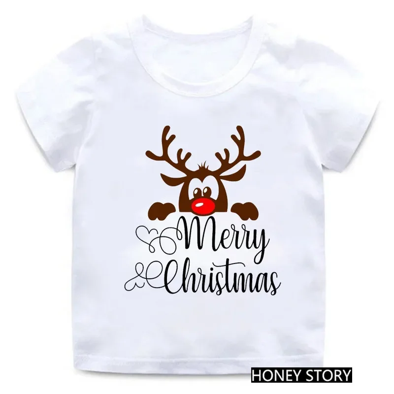 T-shirt infantil do urso do Natal, impressão do boneco de neve dos desenhos animados, Tshirt do orgulho para meninos e meninas, roupa infantil, novo