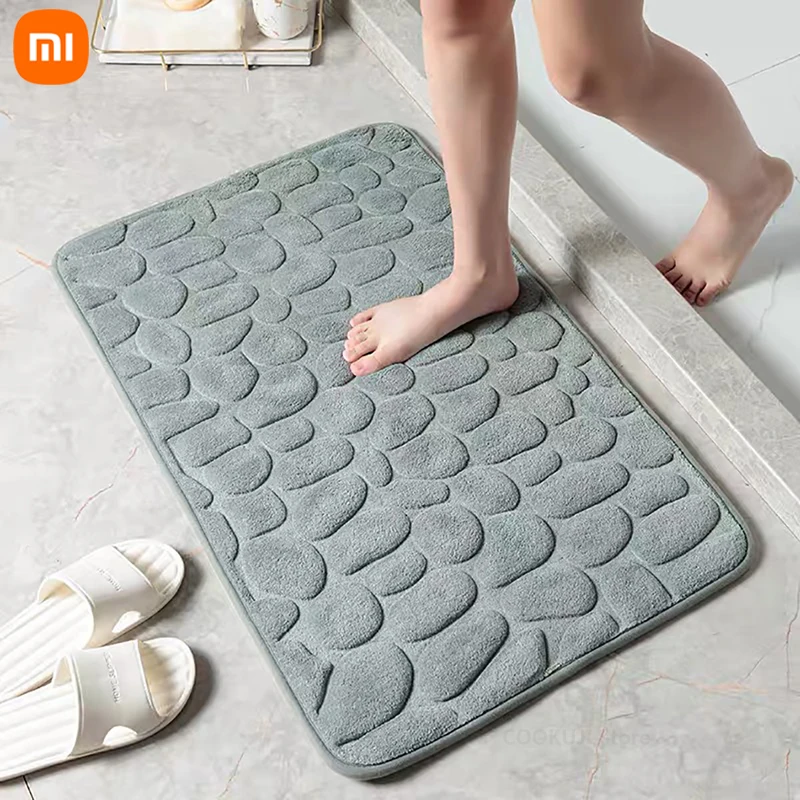 Xiaomi Non-Slip Bath Mat Cobblestone Embossed Bathroom Carpet Shower Room Doormat Memory Foam Absorbent Floor Mat Rugs for Home