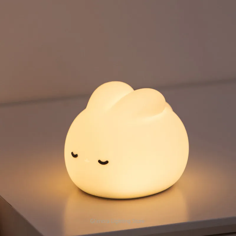 Dream Rabbit Emotion Night Light for Bedroom, Delay Off, Cute Bunny Sleep Aid Lamp for Kids Adults, Silicone Bedside Decor Gift