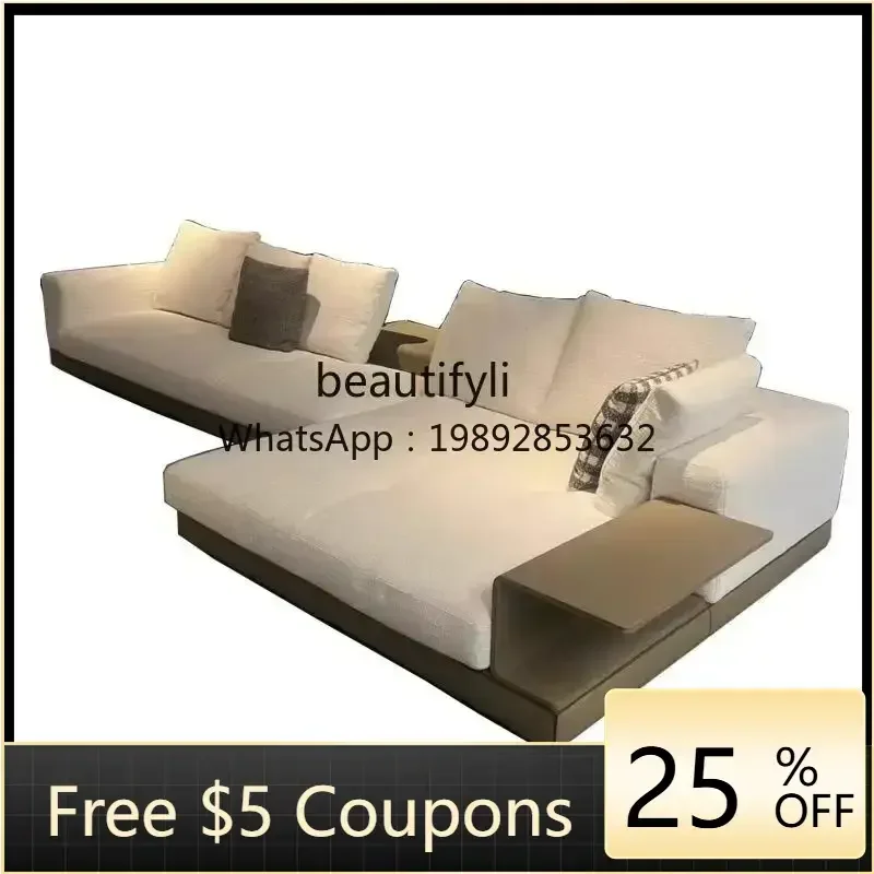 

FF Modern simple large apartment living room new fabric large flat leather sofa