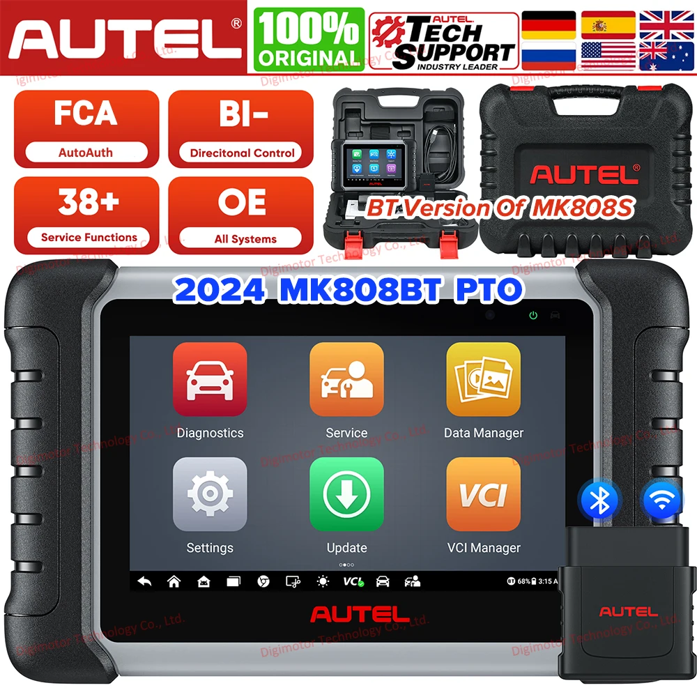 2024 Newest Autel MaxiCOM MK808BT Pro OBD2 Scanner Car Diagnostic Tool Auto IMMO/EPB/SAS/BMS/TPMS/DPF Upgraded Version of MK808S