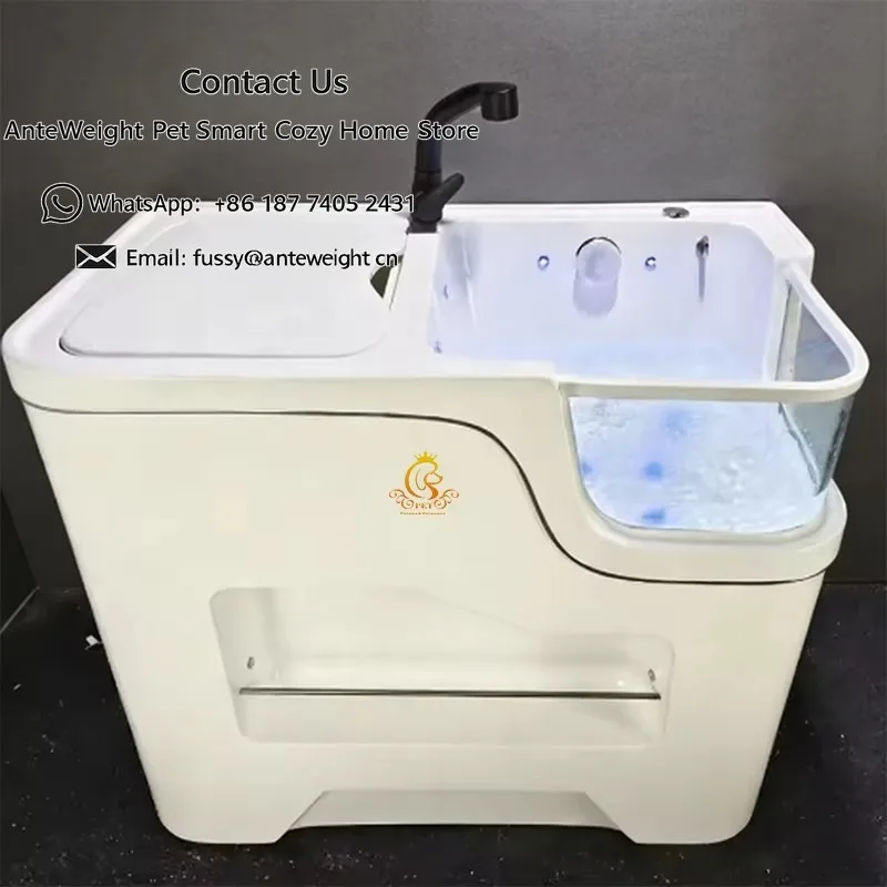 Acrylic Pet Bathtub Bubble Bath Dog Cat Washing Station for Grooming Salon Pet Spa & Veterinary Clinic