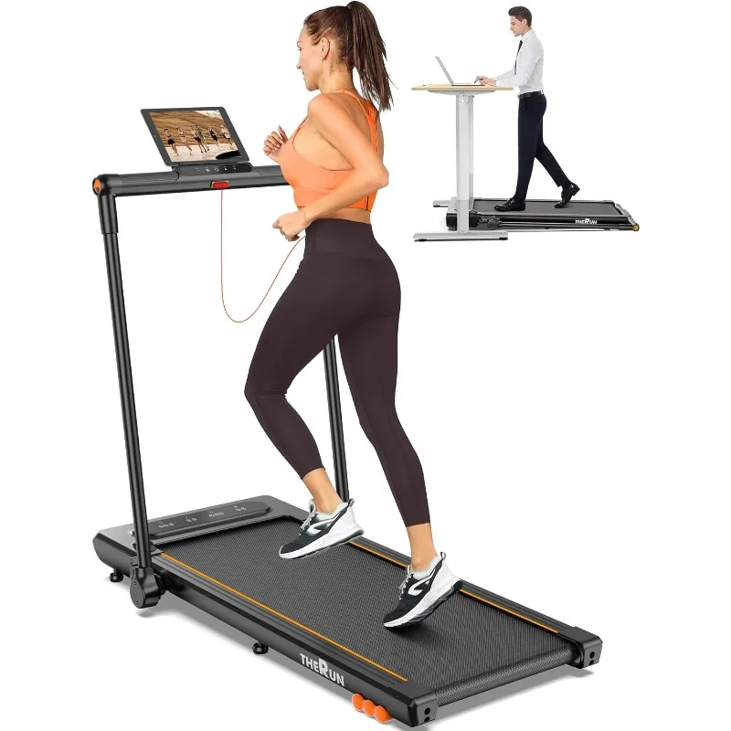 

THERUN 2.5HP Treadmill, 2 in 1 Under Desk Walking Pad Treadmill, Electric Compact Space Folding Treadmill