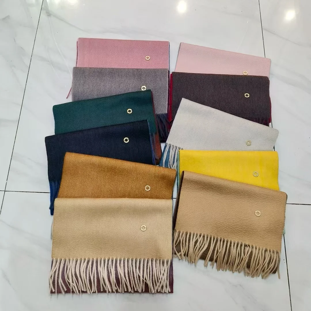 

100% кашемировый женский модный шарф с градиентным эффектом и бахромой