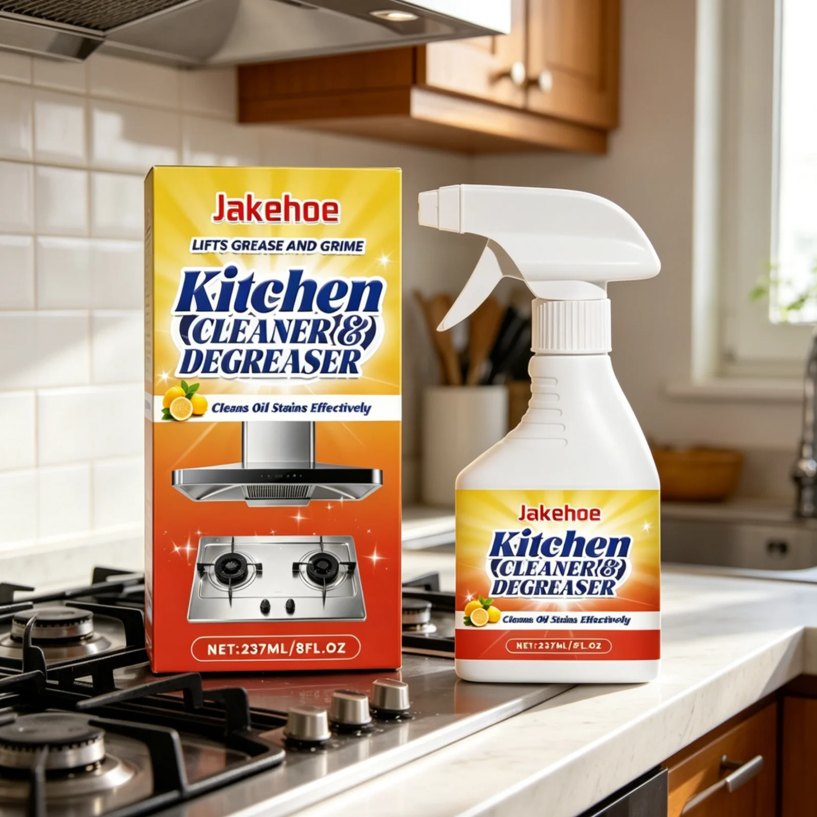 Jakehoe Kitchen Cleaner Degreaser Spray Remove Heavy Grease Dissolve Stubborn Oil Stains Grease Cutting Gentle Degreaser Spray