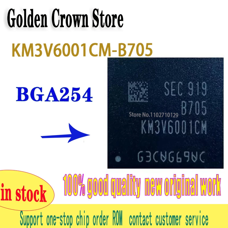 1pcs/lot   KM3V6001CM-B705.Original genuine 6G+128G LPDDR4 EMCP D4X memory. original in stock