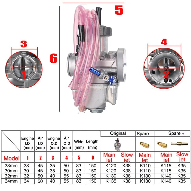 Universal Motorcycle Carburetor 21 24 26 28 30 32 34mm PWK Carburador For 85 110 250 300cc ATV Quad Scooter Dirt Pit Bike MX