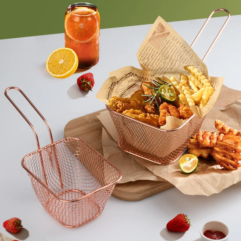 Snack Fried Net Basket French Fries Oil-Proof Drain Frying Basket Fried Chicken Snacks Food Basket Oil Drainage Network Filter