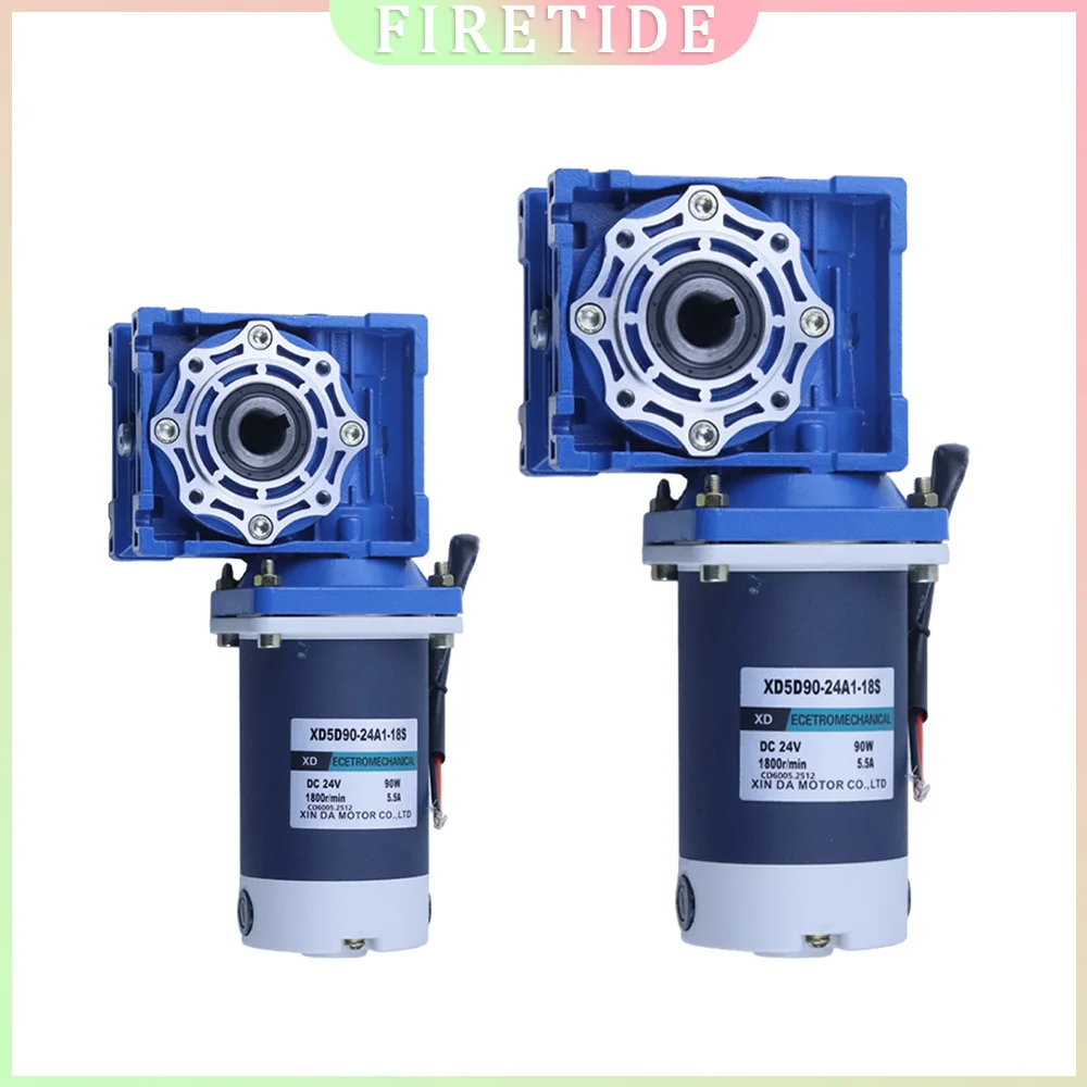 90W 12V 24V DC NMRV40 Worm Gear Motor RV30 RV40 with Self-Locking Speed Adjustable Can CW and CCW