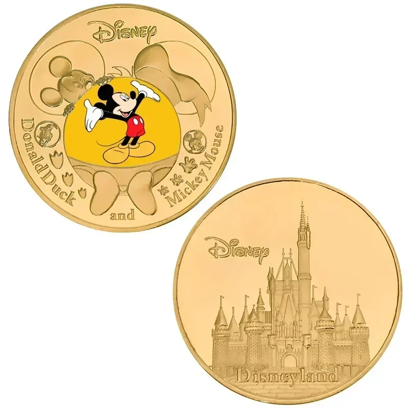 Disney Collectibles Coins anime Figure Mickey Donald Duck Commemorative Coins Gifts for Children Medal Seal Peripheral Creative