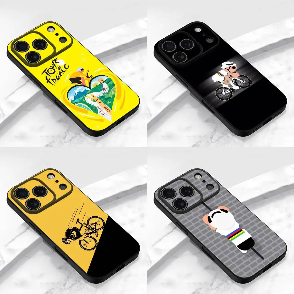 

T-Tour De France Bike Rainbow Phone Case For iPhone 17,16,15,14,13,12,11,Pro,Max,Plus,E,Air,Mini Protective Black Cover