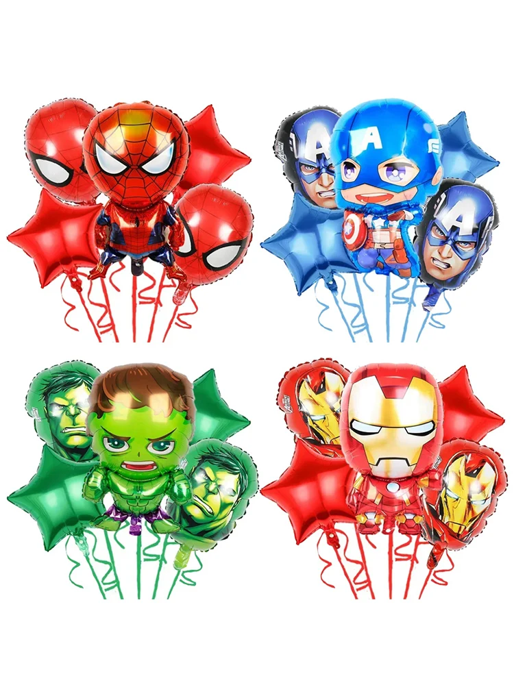 5 pièces fête d'anniversaire pour enfants Globos décoration Avengers thème Iron Man Captain America Spider Man Hulk ballon ensemble fournitures