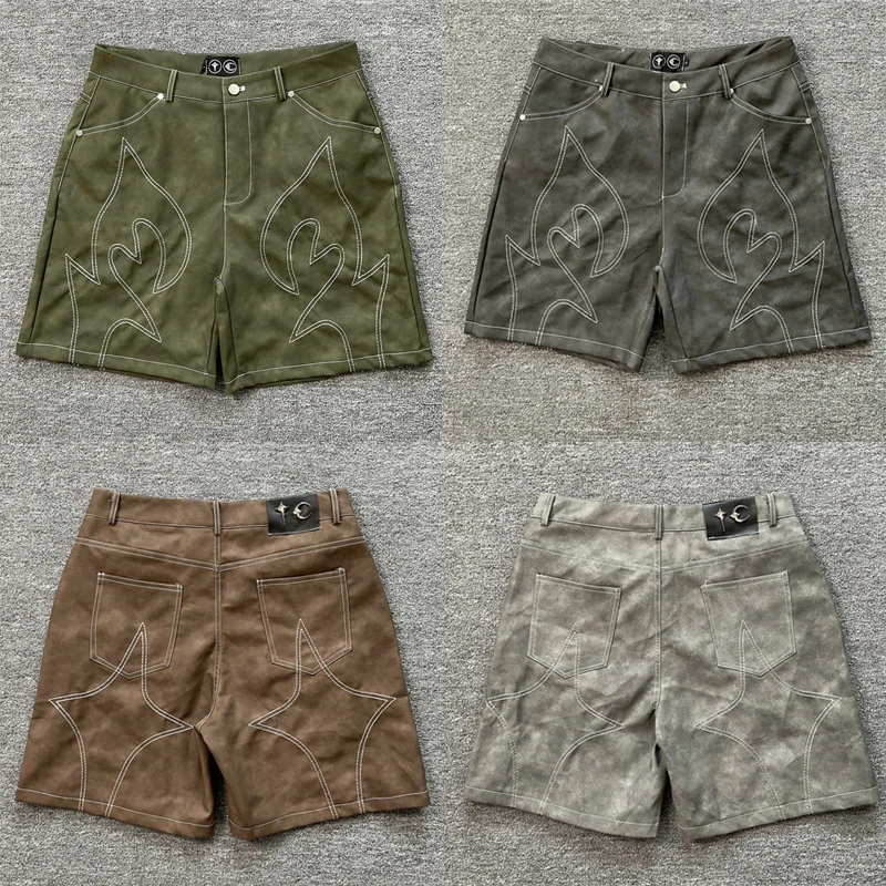 

Newly Arrived Thug Club Leather Shorts Summer Street Hip-hop Fashionable Embroidery Logo THUG CLUB Casual Shorts