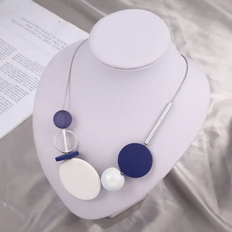 Fashion Geometric Round Pear Necklace for Woman Girl Irregular Sweater Chain Necklaces Charm Female Jewelry