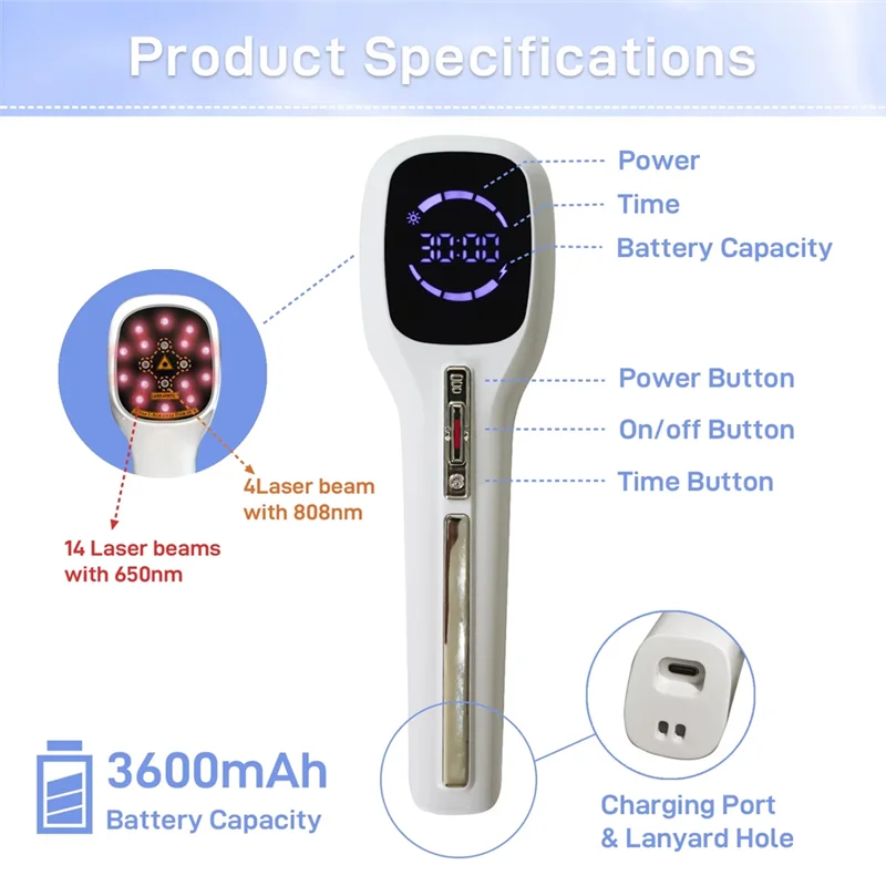 ABUU-Ręczny przenośny laser na podczerwień do terapii światłem czerwonym, urządzenie do terapii laserowej na zimno dla ludzi i zwierząt, łagodzące ból mięśni i stawów