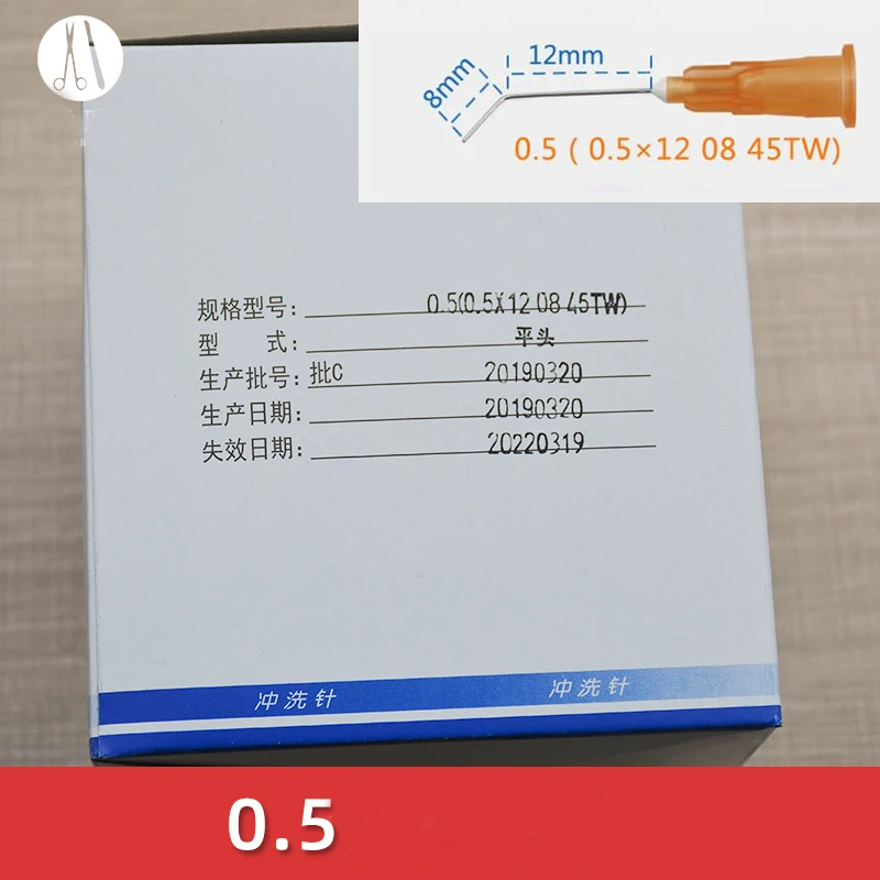 Conde lai-agulha de irrigação estéril descartável, preparação lacrimal, para irrigação dentária, ângulo reto, 1 bo