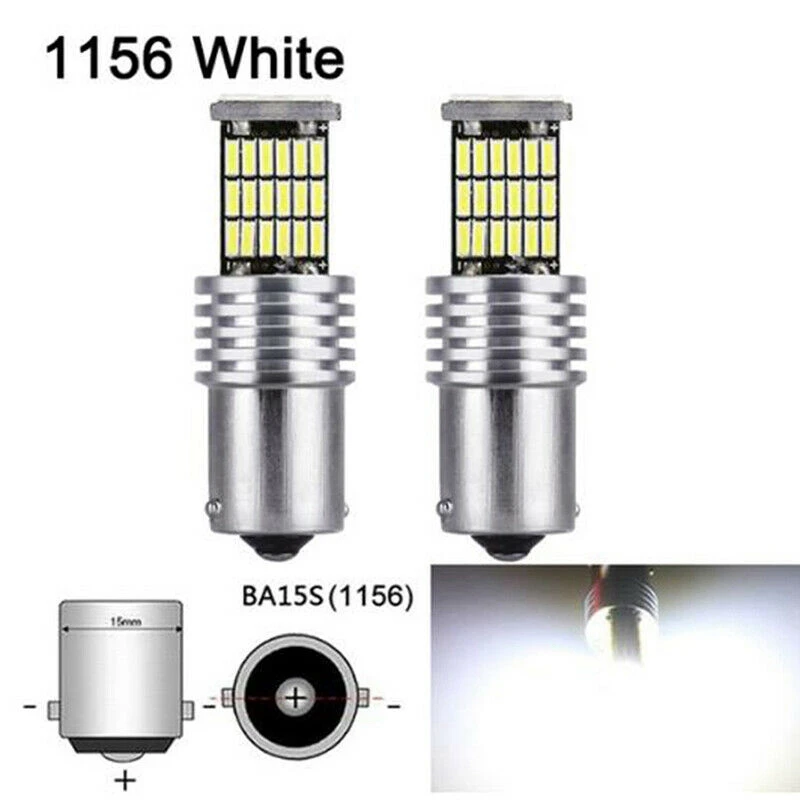 ไฟท้ายเบรครถ6000K ไฟท้ายรถแคนบัส15 SMD BA15S สีขาวพลังงานสูง P21W 1156LED 4X