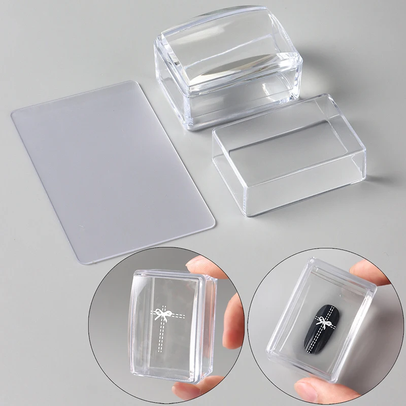 Transparent Rectangle Nail Art Stamper With Scraper Silicone Head Transfer Tool Fast Clear Jelly French Stamping Manicure