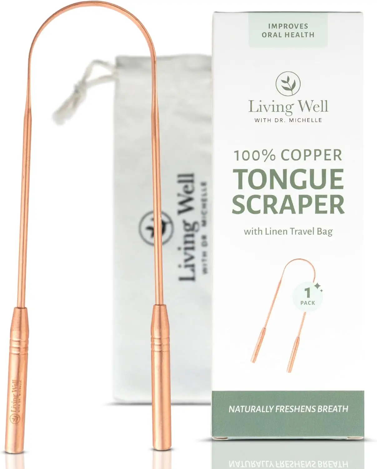 

Premium Metal Tongue Scraper - Eliminate Bad Breath & Enhance Oral Hygiene for Adults & Kids - Includes Travel Bag