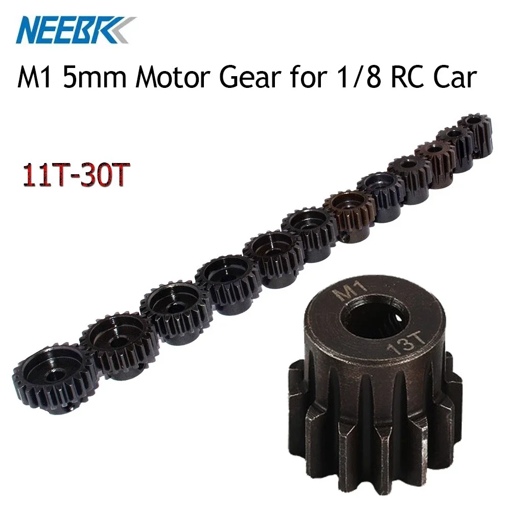 Engranajes de piñón M1 de 5mm 11T 12T 14T 15T 17t 18t 20T 21t 22T 24T 25T 26T 28T 30T engranaje de Motor de piñón de Metal de acero para coche 1/10 1/8 RC
