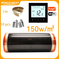 150w/㎡ 5㎡ 50cm Width Energy Saving Infrared Graphene PTC Heating Film Warm Floor Heating Mats with Thermostat Installation Kit