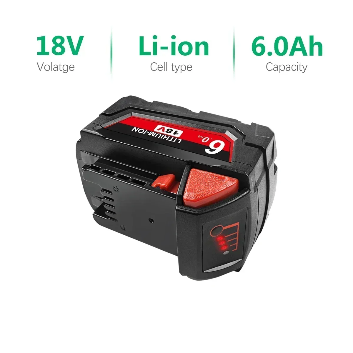 2x 6.0Ah 18V Power Tool Battery for Milwaukee M18 48-11-1815 48-11-1850 2604-22 2604-20 2708-22 2607-22 48-11-1828