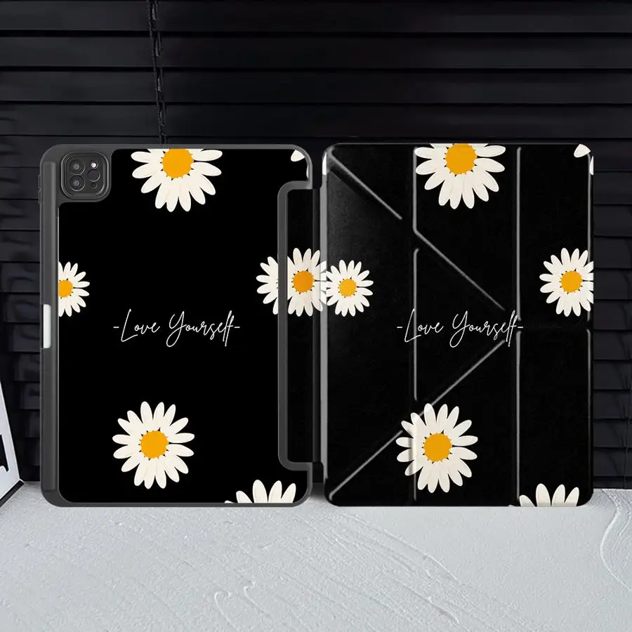 Little White Flower Tablet Case For iPad Pro 2025 Pro 11th 10th 9th 8th 7th 12.9inch Air 4 5 M3 M2 1 2 M4 11inch Mini 6 7 Holder