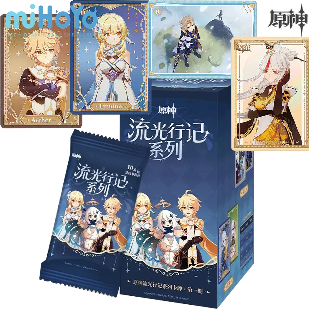 original-mihoyo-genshin-impact-collection-card-flowing-light-travelogue-series-anime-characters-hd-craft-cards-birthday-gifts