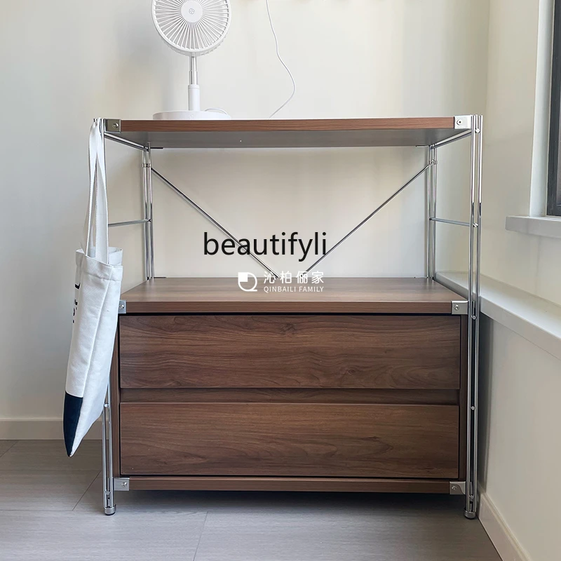 Bedside Table Sofa Side Table Stainless Steel TV Cabinet Locker Module Combination Sideboard Cabinet