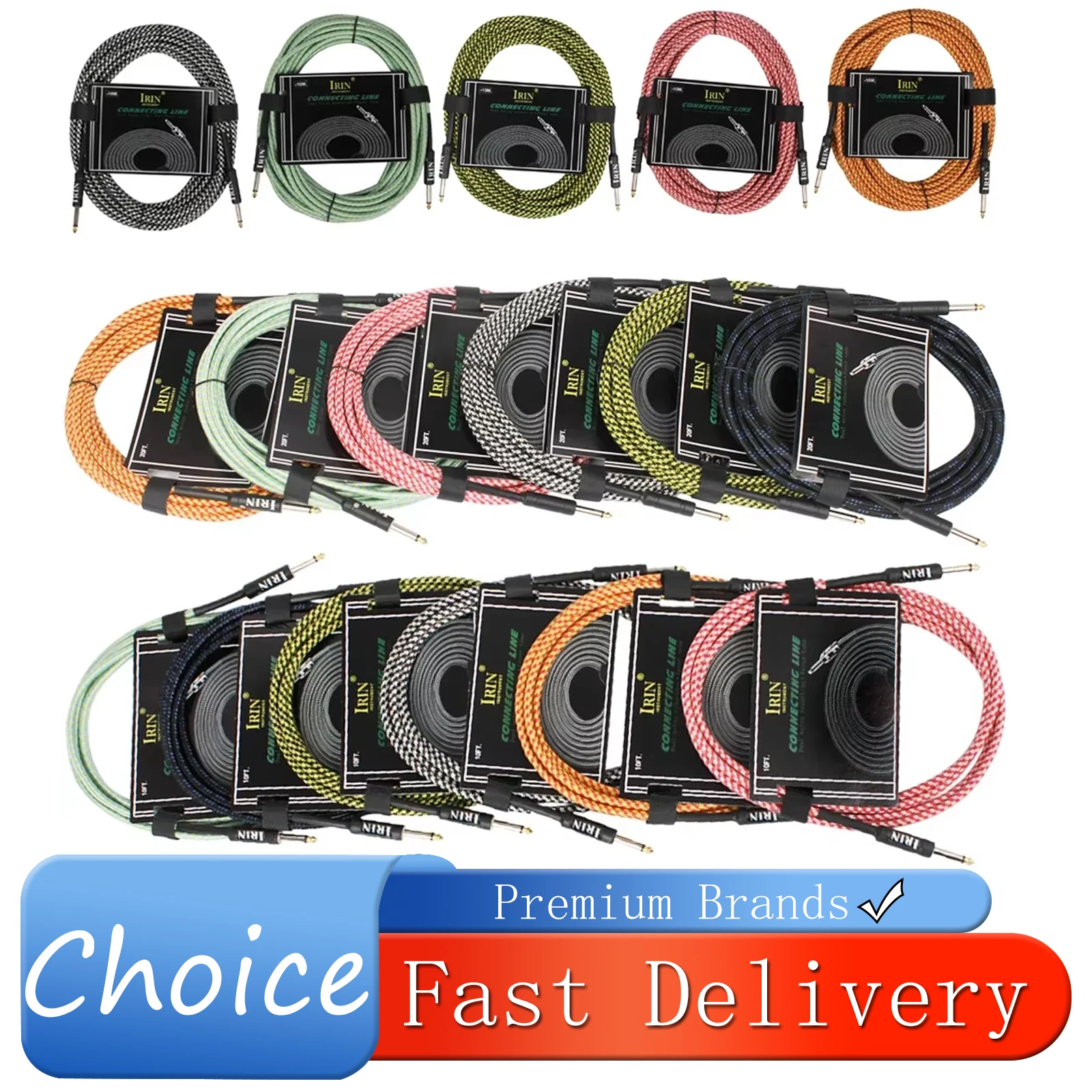 IRIN Electric Guitar Cable Wire Connecting Line Colorful Audio Cable 10/6/3M Guitar & Bass String Instrument Accessories