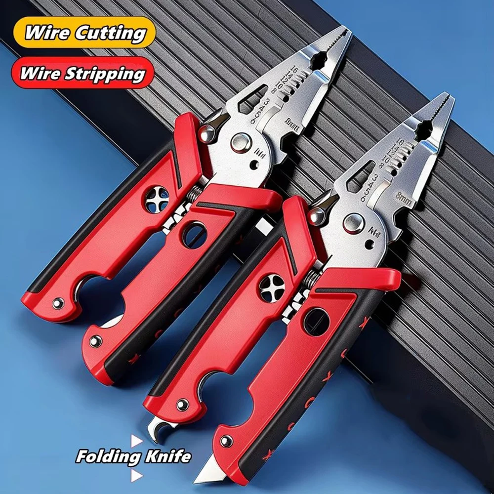 18in1 Wire Stripping Pliers Multi Function Electrician Tool Crimping Cutting Wrench Features Compact Easy Storage