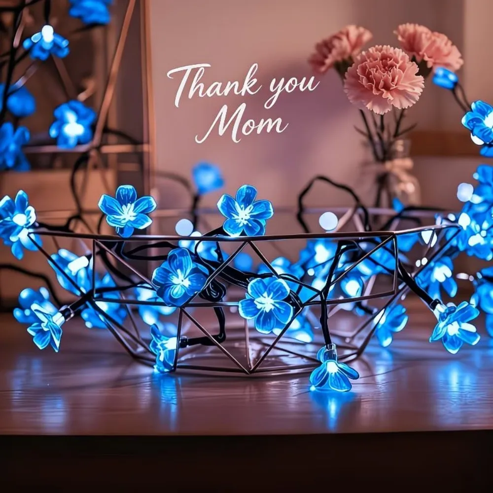 Solar Cherry Blossom Outdoor String Lights, Floral LED Fairy Lights for Yard Tree, Balcony, Backyard Landscape Festival Decor