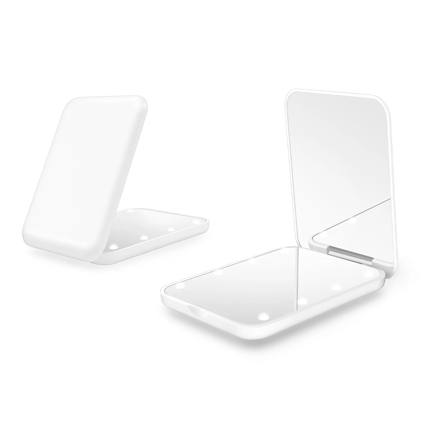 Pocket Mirror 1X/2X Magnification LED Compact Travel Makeup Mirror with Light 2-Sided Folding Handheld Lighted Mirror for Gift