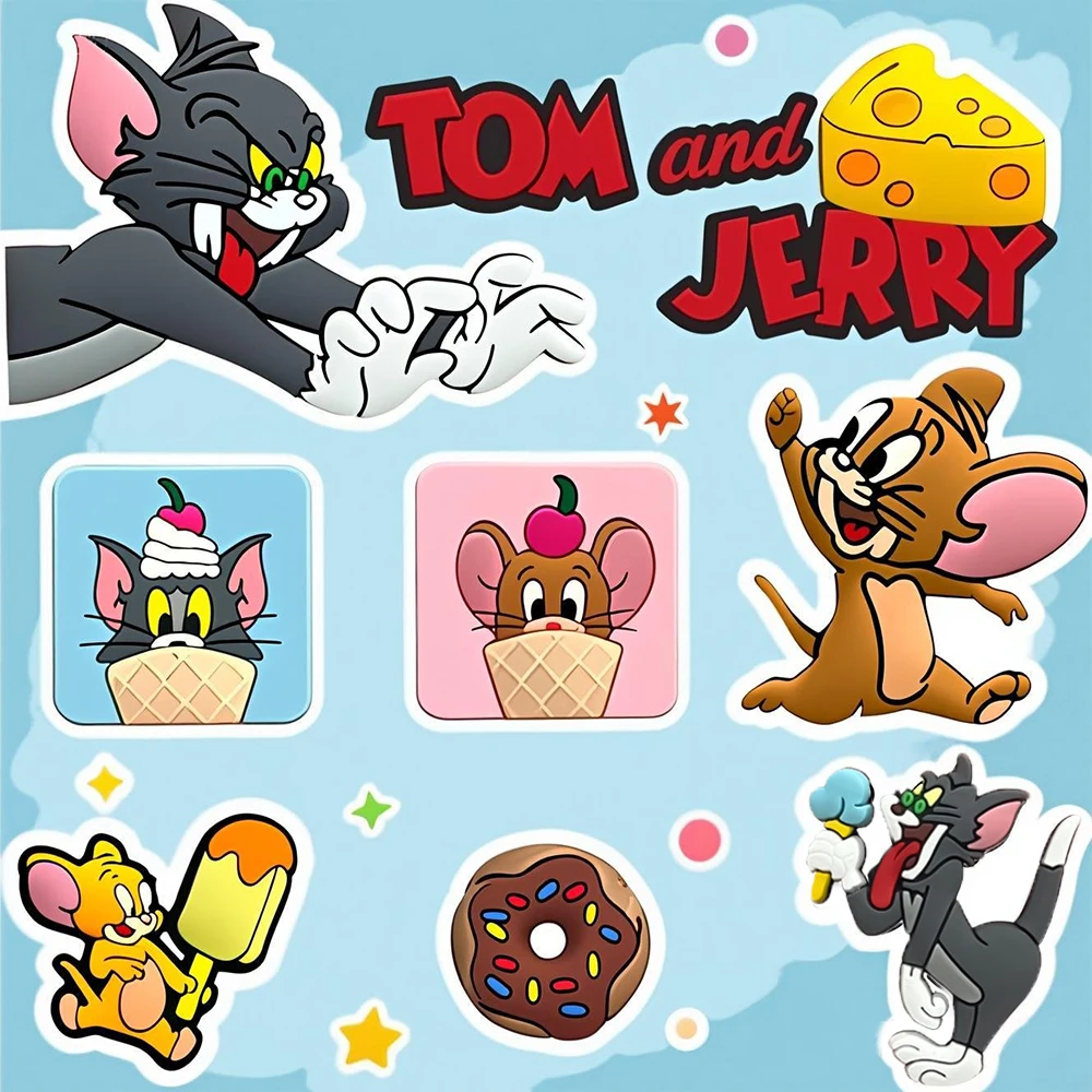 

MINISO 9pcs Tom and Jerry Shoe Charms set PVC Anime Character Cute Cartoon Decoration Accessories Clog X-mas Kids Gifts