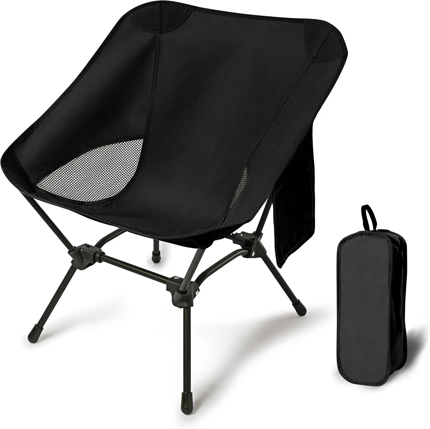 

Adjustable Height Lightweight Camping Chair with Carry Bag and Side Pockets for Outdoor Activities