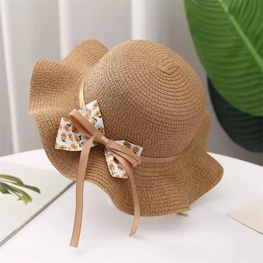 Holiday Big Brim Kids Straw Hat Bag Cute UV Protection Handbag Summer Breathable Sun Hat Children Girls