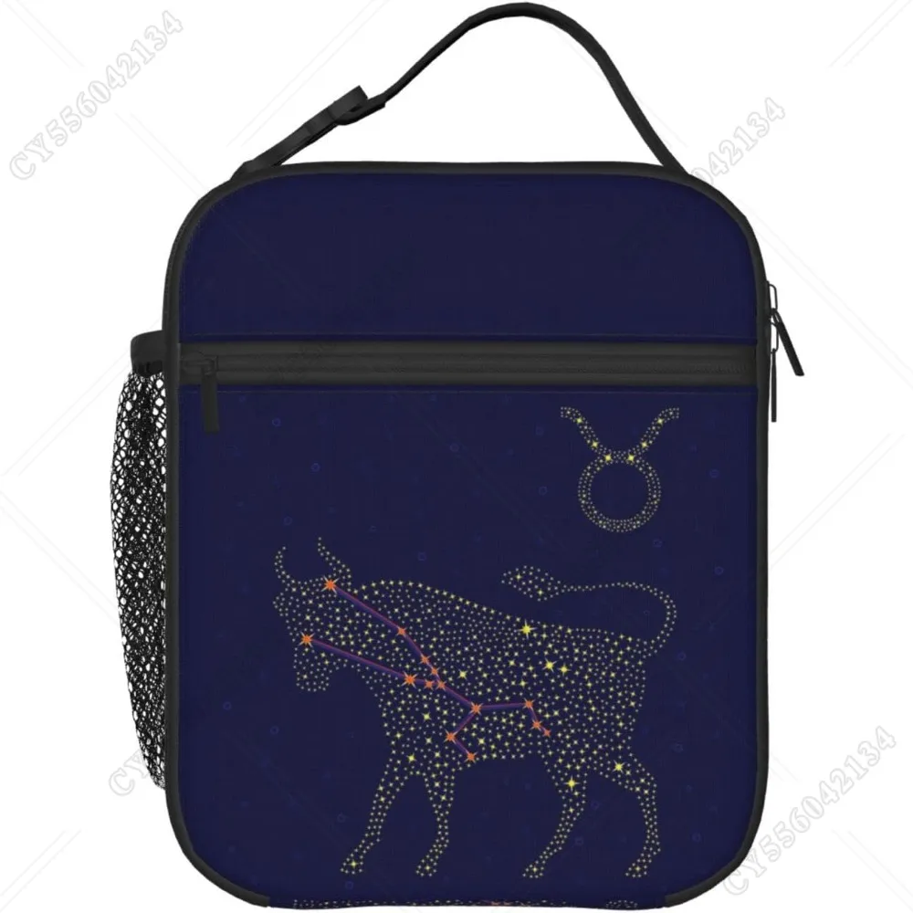 

Знак зодиака Телец Ланч-бокс-изолированные сумки для обеда для женщин/мужчин/девочек/мальчиков Ланч-бокс со съемной ручкой Сумка для еды