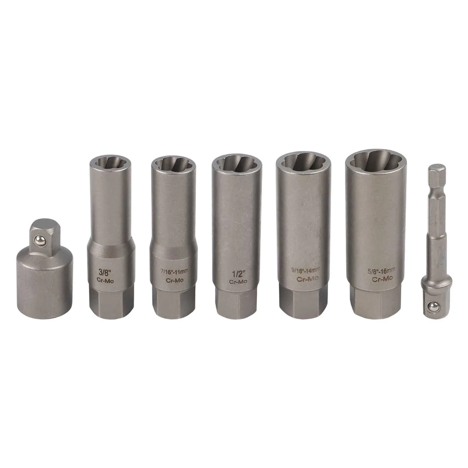 3 8 Inch Drive Wheel Nut Remover Extractor Sizes 1 4 To 19mm Assists In Rounded Nuts Cr-Mo Steel Construction For Car Workshop